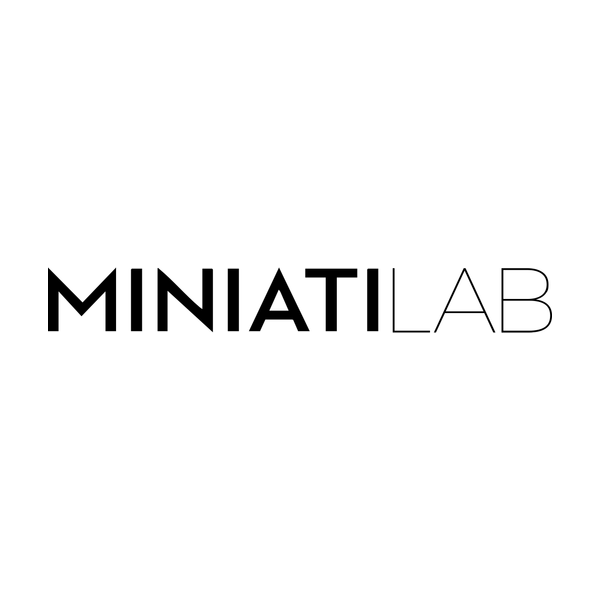 Logo Miniati Lab con lettering geometrico nero